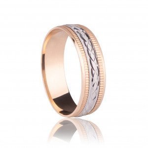 Обручка із білого та червоного золота. Артикул: 1071/14/3