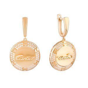 Сережки Cartier з червоного золота з кубічним цирконієм. Артикул: 2074304