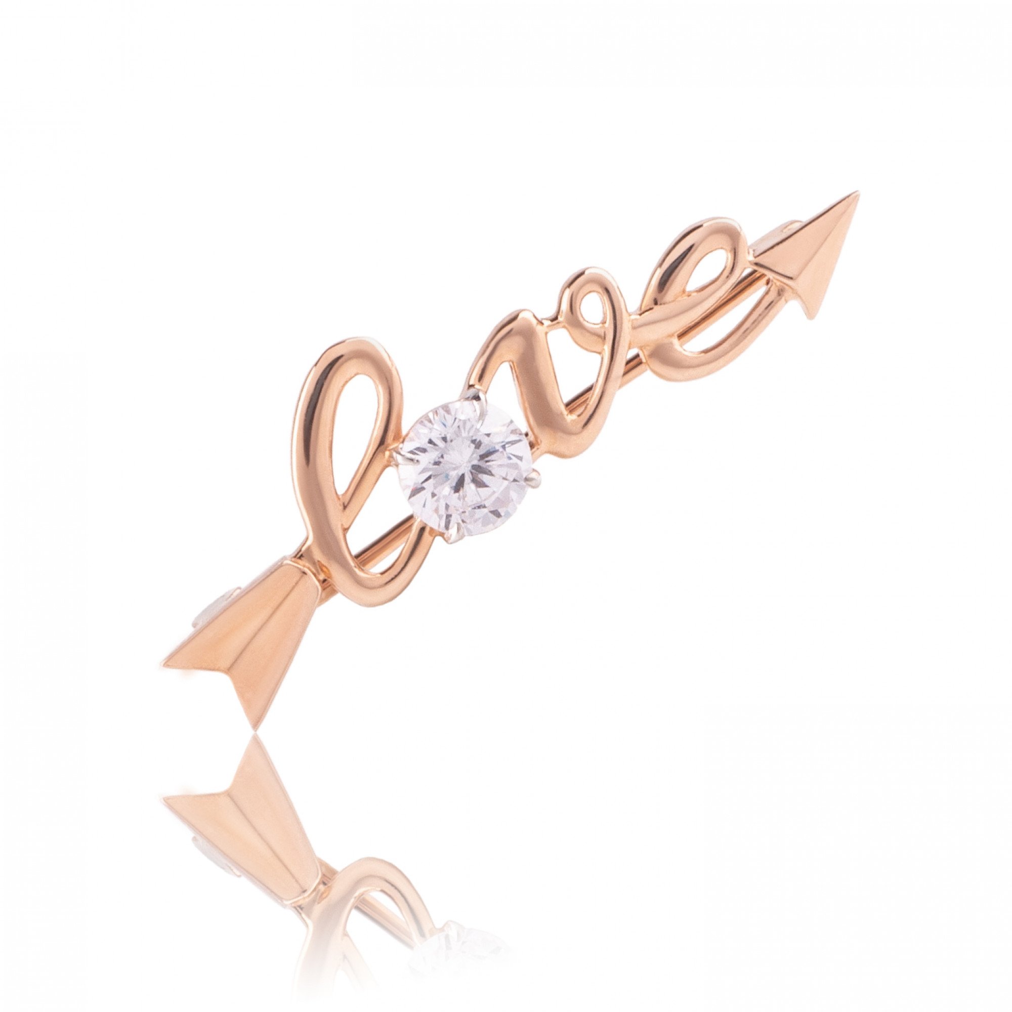 Булавка Love з червоного золота. Артикул: 758/10-Рр 
